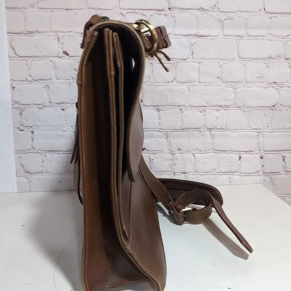 The Leather Farm Buffalo Leather Briefcase Organizer Messenger Bag Magnetic Flap